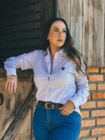 Camisa Feminina Listrada Bege  Marruá Torn - Imagem 4