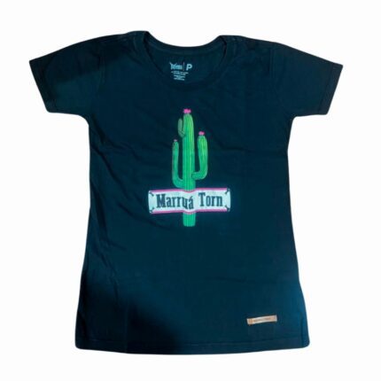 T-Shirt Feminina Preta Cacto Marruá Torn