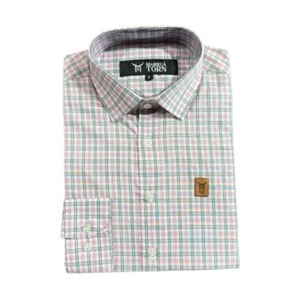 Camisa Masculina Xadrez Rosa Com Cinza Clássica Marruá Torn