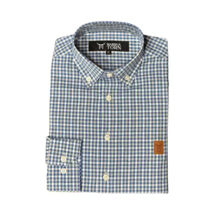 Camisa Masculina Xadrez Cinza e Azul Marruá Torn
